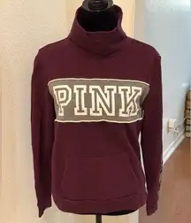 PINK by Victoria’s Secret Maroon Mock Turtleneck Sweatshirt w/ Front Pocket