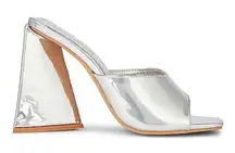 Superdown Indigo High Heels in Silver 8 with Box Womens Mules Slides