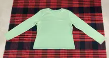 Cherokee 100% Cotton Small Green Long Sleeve Tshirt Top