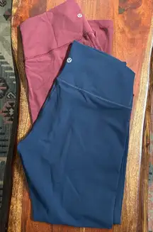 Lululemon Wunder Under High-Rise Crop Leggings Luxtreme Burgundy & Blue Size 10