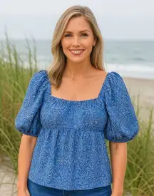 Lilly Pulitzer Floral Sweetheart Blouse Resort Travel Coastal Dainty Feminine XS