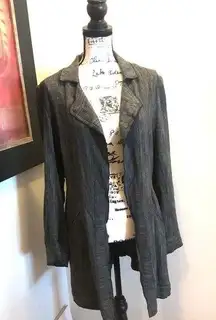 J Jill Wool Linen Cardigan Open Front Belt Black Size Small Workwear Wool Linen