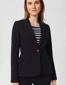 Hobbs London Petite Mia Jacket Blazer Dark Navy US Size Petite 12 P12 EUC