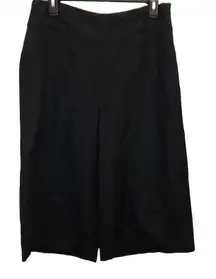 August Silk Sportswear Linen Blend Cropped Wide Leg Culotte Pants Black 8