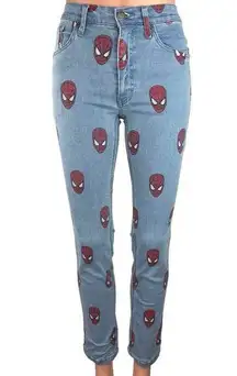 Cakeworthy Marvel Collection Spider Man Boyfriend Mid Rise Skinny Denim Jeans 24