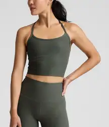 BEYOND YOGA Spacedye Slim Racerback Cropped Tank Dusty Forest Heather Size Small