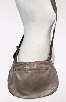 RUDSAK Taupe Leather Crossbody Bag Adjustable Strap Silver Hardware