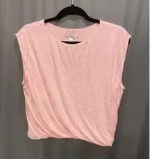 Bar III Crew-Neck Cropped Top Sleeveless Pink Elastic Waist Size S B4