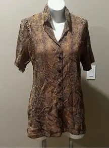 Volcom beige patterned button up shirt