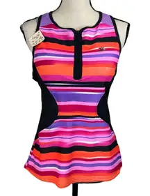Zeroxposur Large Scuba Tankini Swim Top Racerback 1/4 Zip UPF 30+ Padded Cups