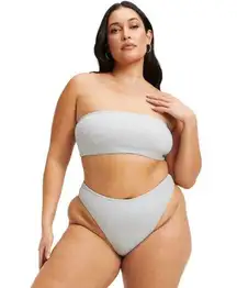 Good American Women Silver Glittery Sparkle Better Band Top Size Large