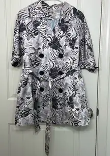 Vertigo Paris women’s gray‎ cream peacoat belted half sleeve coat medium