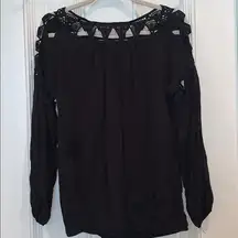 Max Studio Cut Out Neck & Shoulder Black Blouse