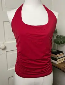Elegant Cherry Red Halter Neck Women's Tank Top Y2K Streetwear
