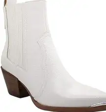 ARider Girl Eleanor Faux Leather Snip Toe Cowboy Western Ankle Boots White 8.5