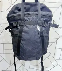 Athleta Excursion Backpack Black Gym Travel Nylon Expandable Mesh Pockets