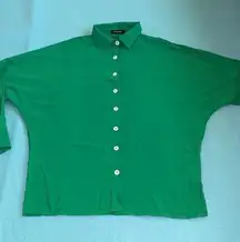 CHICME dolman long sleeve button up collared blouse top beautiful green size S