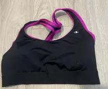 Champion Women's Black Sports Bra with Pink Trim