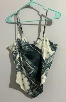 ASOS Design Women's Bandana Paisley Tie Shirt 90s Y2K Size L Blue