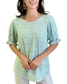 Zeagoo Set/2‎ Blouses Pink & Green Floral Stretchy NWT Short Sleeve Workwear XL