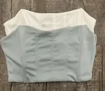 SHEIN Corset Tube Tops S Blue & White Structured Bustier Strapless Crop Set‎