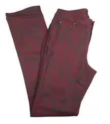 Tribal Pants Womens Size 4 Red Black Denim Slim Straight Stretch Animal Print