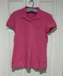 Lilly Pulitzer Pink Polo Shirt with Green Detail