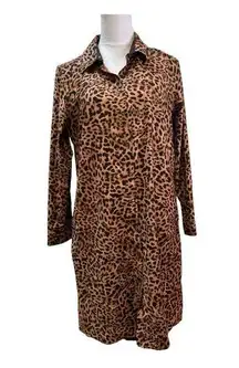 Chico's Chico Sateen Animal Print No Iron Shift Long Sleeve Dress Size 1 (8)