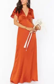 Show Me Your Mumu Burnt Orange Luxe Satin Bridesmaid Dress - Rome Twist Gown