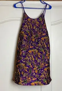 VINTAGE PURPLE PAISLEY SATIN SLIP LINGERIE DRESS