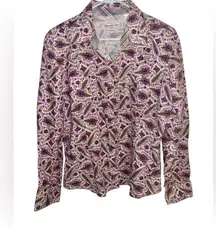 Panhandle Slim Pearl Snap Shirt Women's L Paisley Western Cowgirl Long Sleeve