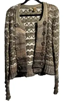 BKE Womens Green Knit Cardigan Wool Alpaca Blend Y2K Buttons L Fairy Grunge Boho