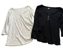 Old navy Women's Medium Shirt Lot Henley Casual Black‎ Gray