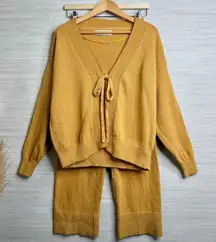 Free People sweater set co-ord matching set pants knit cozy boho XS