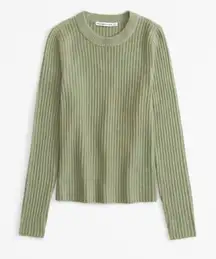 Abercrombie & Fitch green slim crewneck ribbed sweater small