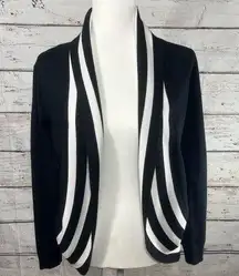 Open Front Cardigan Black/White-Medium