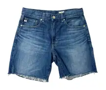 AG Adriano Goldschmied Ex-Boyfriend Jean Short Jorts Mid-Rise Bermuda Raw Hem 26