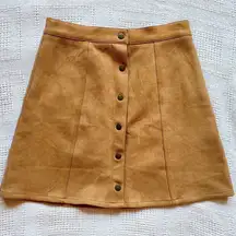 Persun Brand Faux Suede Tan Button Front Women's Skirt