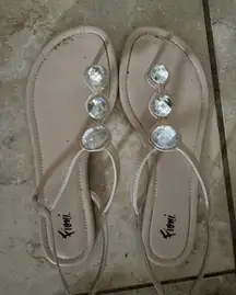 FIONI Clothing Tan Sandals with Sparkling Accents