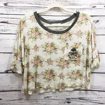 Soulcycle Cropped Athletic Floral Ringer T-Shirt