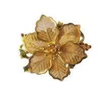 KC Women's Flower Brooch Pin Gold Tone Enamel Designer Signed Fashion Jewelry