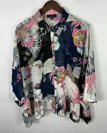 Melissa Paige Blouse‎ Womens L Floral Button Top Y2K Boho Cottagecore Vintage