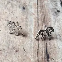 Silver Bully Bulldog Stud Earrings UGA Georgia Samford