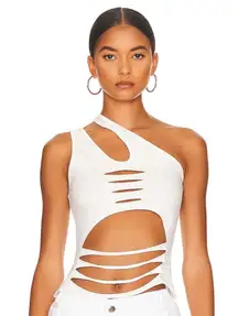 White Cut Out Top