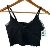 Whimsigoth Cozy Coquette Black Lace Hem Ribbon Mixed Size Crop Top Bundle (S&L)