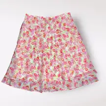 Pierre Cardin Y2K Cherry Print Lined Midi Skirt Womens‎ Size 6P Multicolor