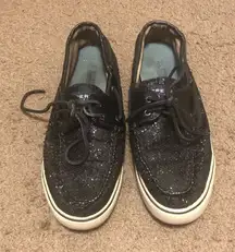Sperry‎ Top-Sider Womens Boat Shoes Mocs US 9 M Black Sequin Glitter 9448069