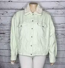 Levi's  NWT 2X Mint Green Baby Cropped Corduroy Trucker Jacket w/ Sherpa Collar