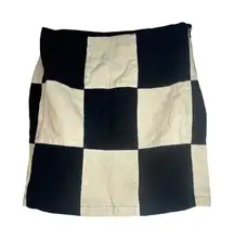 Nasty Gal Collection Checkered Corduroy Skirt Size 6 White & Black 16" Length