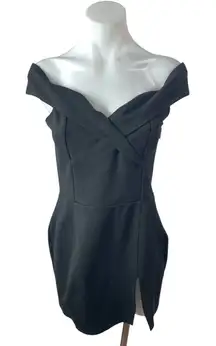 Superdown Black Off The Shoulder Sweetheart Slit Pencil Mini Bodycon Dress Sz M